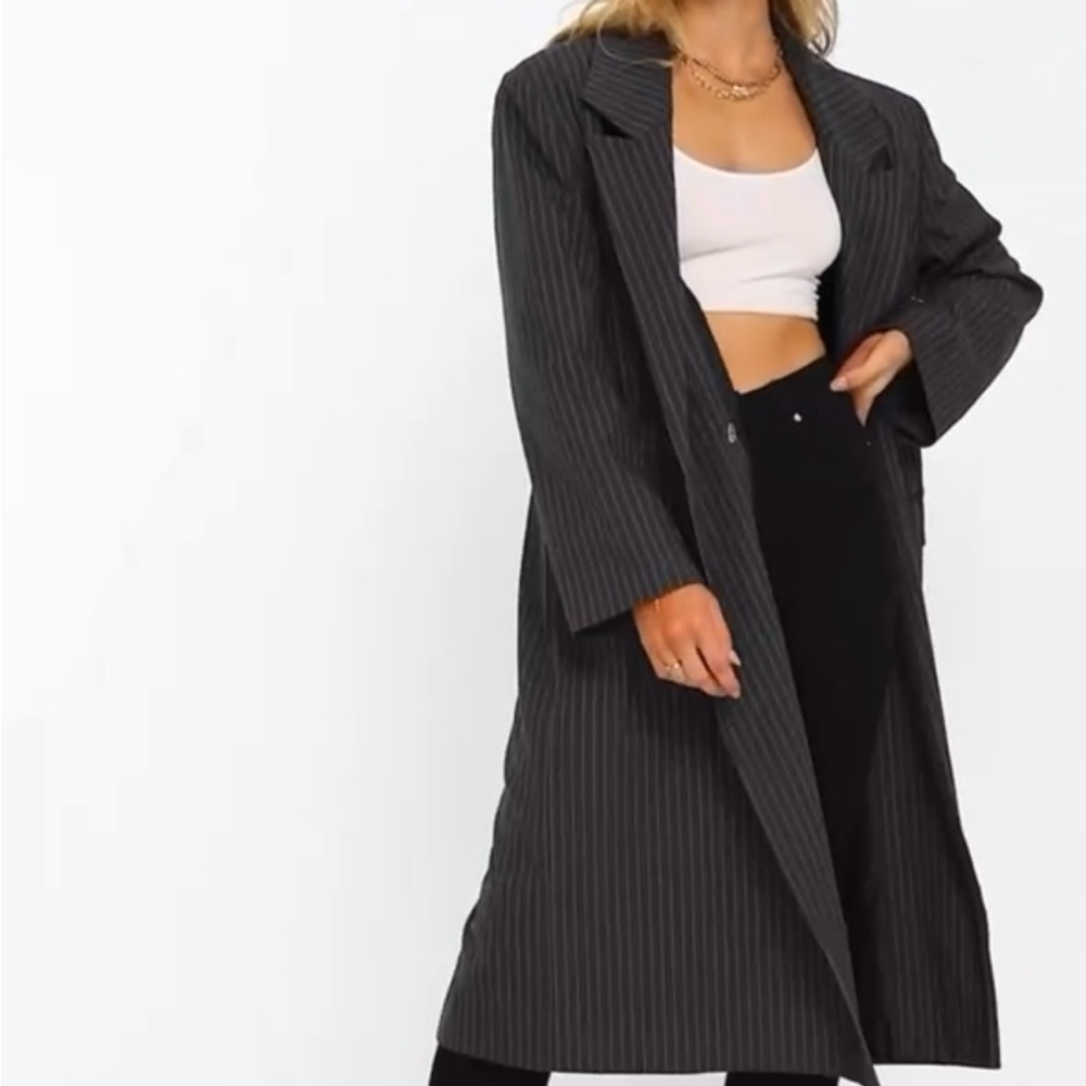 TOPSHOP oversized striped dad coat size 4